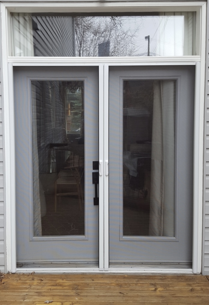 retractable double screen door