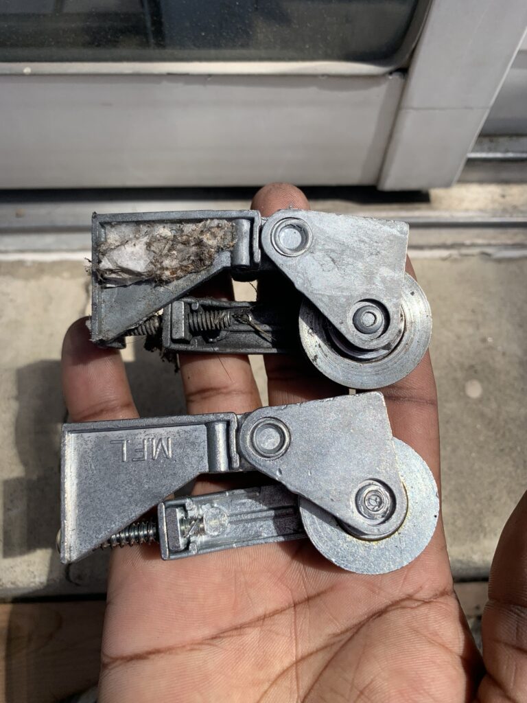 old and new patio door roller comparison