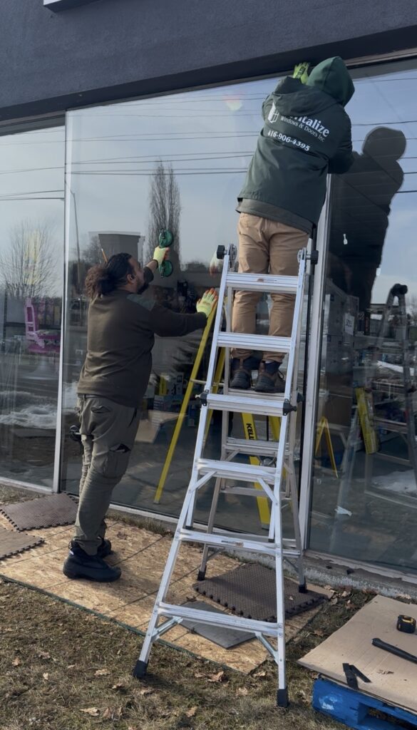 storefront glass being replaced in Toronto