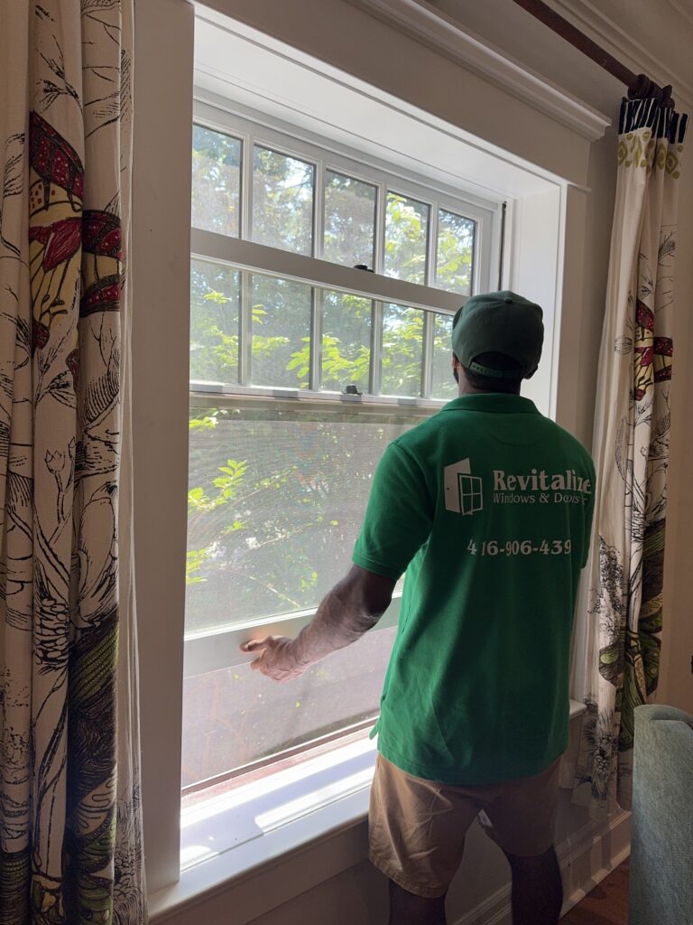 A single hung window with defective, broken hardware, a common repairable issue we see across Toronto homes.